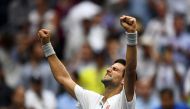 Novak Djokovic of Serbia celebrates after defeating Gael Monfils of France during their 2016 US Open Men's Singles semifinal match at the USTA Billie Jean King National Tennis Center in New York on September 9, 2016. (AFP / Jewel SAMAD)