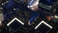 An aerial view of the National September 11 Memorial & Museum, September 8, 2016 in New York City. Drew Angerer/Getty Images/AFP 