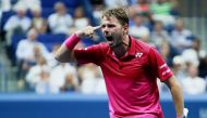 Stan Wawrinka of Switzerland reacts against Kei Nishikori of Japan during their Men's Singles Semifinal Match on Day Twelve of the 2016 US Open at the USTA Billie Jean King National Tennis Center on September 9, 2016 in the Flushing neighborhood of the Qu