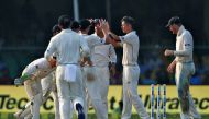 New Zealand's Trent Boult celebrates with teammates after taking the wicket of India's Mohammed Shami. (REUTERS/Danish Siddiqui) 