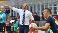 Inter Milan's coach from Netherland Frank De Boer gestures during the Italian Serie A football match Inter Milan vs Bologna at 