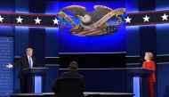 Republican candidate Donald Trump and Democratic nominee Hillary Clinton face off during the first presidential debate at Hofstra University in Hempstead, New York on September 26, 2016. AFP / Paul J. Richards