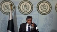 Spokesman of the Pakistan's Foreign Ministry Nafees Zakaria speaks at a press conference in Islamabad on September 29, 2016. Pakistan's Prime Minister Nawaz Sharif condemned the 