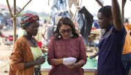 Mira Nair (C) on the movie set.