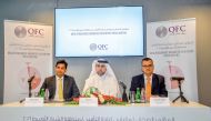 Kamal Nagi, Chief Strategy and Business Development Officer at QFC (centre) Dr Kai-Uwe Schanz, Chairman and Partner at Dr Schanz Alms and Company AG (right) and Akshay Randeva, Director of Strategy and Business Intelligence at QFC at the press conference 