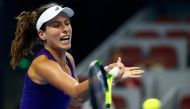 Britain's Johanna Konta plays against China's Zhang Shuai. (Reuters/Thomas Peter)