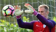 England's goalkeeper Joe Hart attends a team training at Tottenham Hotspur's football training facility in Enfield, north London on October 10, 2016 on the eve of the team's World Cup qualifying match against Slovenia.   AFP / GLYN KIRK
