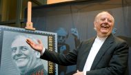 Italian 1997 Nobel literature prize winner Dario Fo reacts upon unveiling a commemorative postage stamp in Stockholm. REUTERS/Scanpix/Anders Wiklund/File Photo 