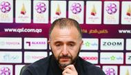 Lekhwiya Coach Djamel Belmadi speaks during a press conference. 