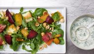 Paneer and Roasted Beet Salad. (Photo by Deb Lindsey For The Washington Post)