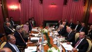 LAUSANNE, SWITZERLAND - OCTOBER 15: The talks on the ongoing crisis in Syria, at Beau-Rivage Palace Hotel in Lausanne, Switzerland on October 15, 2016. ( Turkish Foreign Ministry / Ahmet Gumus - Anadolu Agency )
