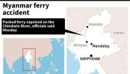 Map locating the Chindwon River in Myanmar were a packed ferry capsized early morning on October 15, 2016.