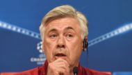Bayern Munich's Italian headcoach Carlo Ancelotti follows a news conference, on the eve of the Champions League group D match between FC Bayern Munich and PSV Eindhoven at the stadium in Munich, southern Germany, on October 18, 2016. / AFP / CHRISTOF STAC