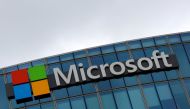 The logo of Microsoft is pictured in Issy-les-Moulineaux, France, August 8, 2016. REUTERS/Jacky Naegelen/File Photo