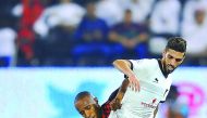 Al Sadd’s Hassan Khalid Al Haydos (right) vies for the ball with Al Rayyan’s player during their first semi-final of the Emir Cup football tournament played at the Jassim Bin Hamad Stadium, in Doha, in this file photo of May 21, 2016.