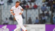 England's Stuart Broad attempt a run out during the fourth day's play of the first Test cricket match between Bangladesh and England at Zahur Ahmed Chowdhury Cricket Stadium in Chittagong on October 23, 2016. (AFP / Dibyangshu SARKAR)
