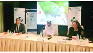 Dr Abdul Aziz Al Horr (centre), CEO of QFBA announcing about the Global Managment Challange event.
