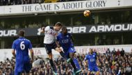 Tottenham's Jan Vertonghen in action with Leicester City's Wes Morgan. (Reuters / Paul Childs)