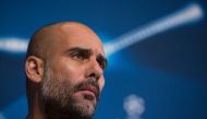 Manchester City's Spanish manager Pep Guardiola addresses the media during a press conference at the City Football Academy in Manchester, northern England, on October 31, 2016, ahead of their UEFA Champions League group C football match against Barcelona 