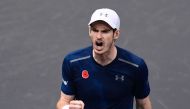 Britain's Andy Murray reacts after winning his second round tennis match against Spain's Fernando Verdasco at the ATP World Tour Masters 1000 indoor tournament in Paris on November 2, 2016. / AFP / MIGUEL MEDINA
