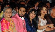 Indian Bollywood actor Abhishek Bachchan (2L) look on during a fashion show in Mumbai on late November 4, 2016. AFP / STR
