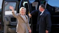 Democratic presidential nominee Hillary Clinton arrives vote in Chappaqua, New York on November 8, 2016. After an exhausting, wild, bitter, and sometimes sordid campaign, Americans finally began voting Tuesday for a new president: either the billionaire p