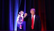 Republican president-elect Donald Trump acknowledges the crowd during his election night event at the New York Hilton Midtown in the early morning hours of November 9, 2016 in New York City. Spencer Platt/Getty Images/AFP