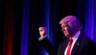 Republican presidential nominee Donald Trump arrives for his election night rally at the New York Hilton Midtown in Manhattan, New York, U.S., November 9, 2016. REUTERS/Andrew Kelly
