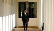 U.S. President Barack Obama walks the Colonnade toward the Oval Office of the White House in Washington on election day, November 8, 2016. REUTERS/Kevin Lamarque
