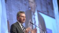 File photo of European Commissioner Guenther Oettinger as he delivers a speech. Reuters 