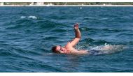 British swimmer Ben Hooper swims during a training session off the Bel Air beach, Dakar, Oct. 28, 2016. (AFP Photo)