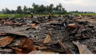 The ruins of a market set on fire at a Rohingya village outside Maugndaw in Rakhine state, Myanmar. (Reuters File Photo)