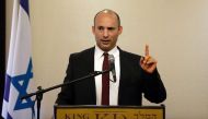 Israeli Education Minister Naftali Bennett (C) who heads the religious nationalist Jewish Home party speaks during a press conference for foreign press association correspondents in Jerusalem on November 14, 2016.
Israel's ministerial committee for legis