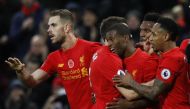 Liverpool's Georginio Wijnaldum celebrates with team mates. (Reuters / Phil Noble)
