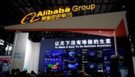A sign of Alibaba Group is seen during the third annual World Internet Conference in Wuzhen town of Jiaxing, Zhejiang province, China November 16, 2016. REUTERS/Aly Song