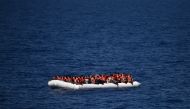  This file photo taken on May 24, 2016 shows refugees waiting on a rubber boat to be rescued during an operation at sea with the Aquarius, a former North Atlantic fisheries protection ship now used by humanitarians SOS Mediterranee and Medecins Sans Front