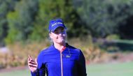 Charley Hull of England reacts to her putt during the final round of the CME Group Tour Championship at Tiburon Golf Club yesterday.