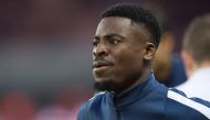 (FILES) This file photo taken on April 6, 2016 shows Paris Saint-Germain's Ivorian defender Serge Aurier looking on prior to the UEFA Champions League quarter final football match between Paris Saint Germain (PSG) and Manchester City on April 6, 2016 at t