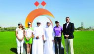 FROM LEFT. Maha Haddioui of Morocco, Ladies European Tour (LER) Professional, Georgia Hall, LER Professional from England, Fahad Nasser Al Naimi, General Secretary at Qatar Golf Association (QGA), Mohammed Faisal Al Naimi, Executive Director of QGA, Aditi