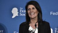 ILES) This file photo taken on November 18, 2016 shows South Carolina Governor Nikki Haley during the 2016 National Lawyers Convention sponsored by the Federalist Society in Washington, DC.  AFP / Mandel Ngan