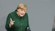 German Chancellor Angela Merkel speaks during the Bundestag in Berlin, Germany on November 23, 2016. The debate on the 2017 budget continues in the German Bundestag. (Cüneyt Karada? - Anadolu Agency)