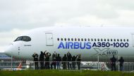 An Airbus A350-1000 new twin-engine passenger carrier during its first test flight in Blagnac, France. Airbus inaugurated its biggest twin-engine, the A350-1000, aimed at competing against Boeing's 