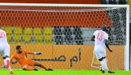 Umm Salal Yannick Sagbo scoring a penalty goal for Umm Slal against Lekhwiya during Qatar Stars League match at Qatar SC yesterday. Picture by: Baher Amin / The Peninsula
