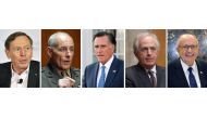 These file photos show (L-R) US Army General (Ret.) David Petraeus, US Marine General John F. Kelly,  US Republican Senator from Tennessee Bob Corker and Former New York City Mayor Rudy Giuliani. The five men are under consideration for the post of US Sec