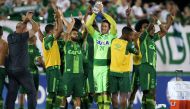 FILE PHOTO - Players of Chapecoense celebrate after their match against San Lorenzo at the Arena Conda stadium in Chapeco, Brazil, November 23, 2016.  REUTERS/Paulo Whitaker/File Photo
