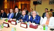 Cheremin Sergey, (third right), Minister of Moscow Government, Head of the Department for External Economic and International Relation of Moscow with his accompanying delegates at Qatar Chamber yesterday. Pic: Abdul Basit/The Peninsula