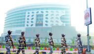 Paramilitary forces soldiers patrol outside the Taj hotel, where the Prime Minister Narendra Modi, Afghan President Ashraf Ghani and various leaders will  stay during the Heart of Asia (HoA) ministerial conference, in Amritsar, yesterday.