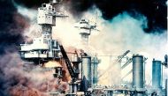 The USS West Virginia burns after the surprise Japanese air attack on Pearl Harbor, Hawaii on December 7, 1941 (AFP Photo/)
