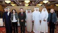 Minister of Finance H E Ali Sherif Al Emadi (fifth left), Assistant Secretary of State for Near Eastern Affairs, U S Department of State, Anne Patterson (right), US Ambassador to Qatar, Dana Shell Smith and other dignitaries at the Second Annual EID at Sh