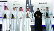 Abdulaziz bin Nasser Al Khalifa (third left), Chief Executive Officer of QDB with winners of the fifth edition of Al Fikra National Business Competition. Pic: Salim Matramkot/ The Peninsula
